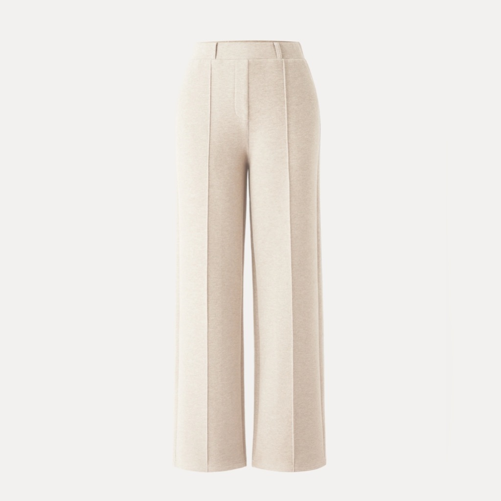 Nwt Ogl Fuzzluxe High Waisted Straight Leg Pull On Pant Heather Beige